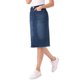 thumbnail image 4 of INSPIRE CHIC Falda de Mezclilla de Cintura Alta para Mujer, Falda de Jean hasta la Rodilla con Dobladillo Deshilachado y Bolsillos Azul Oscuro M, 4 of 6