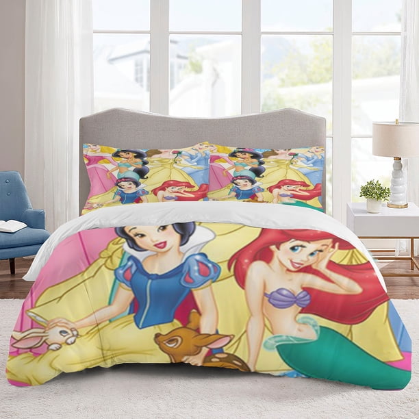 Dis-ney Princess Bedding Sets Cartoon Duvet Cover Lightweight 3 Piece Bet Sets for Kids Boys Girls