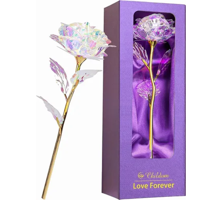 Genérico - Rosa Eterna Tallo Dorado Luces Led