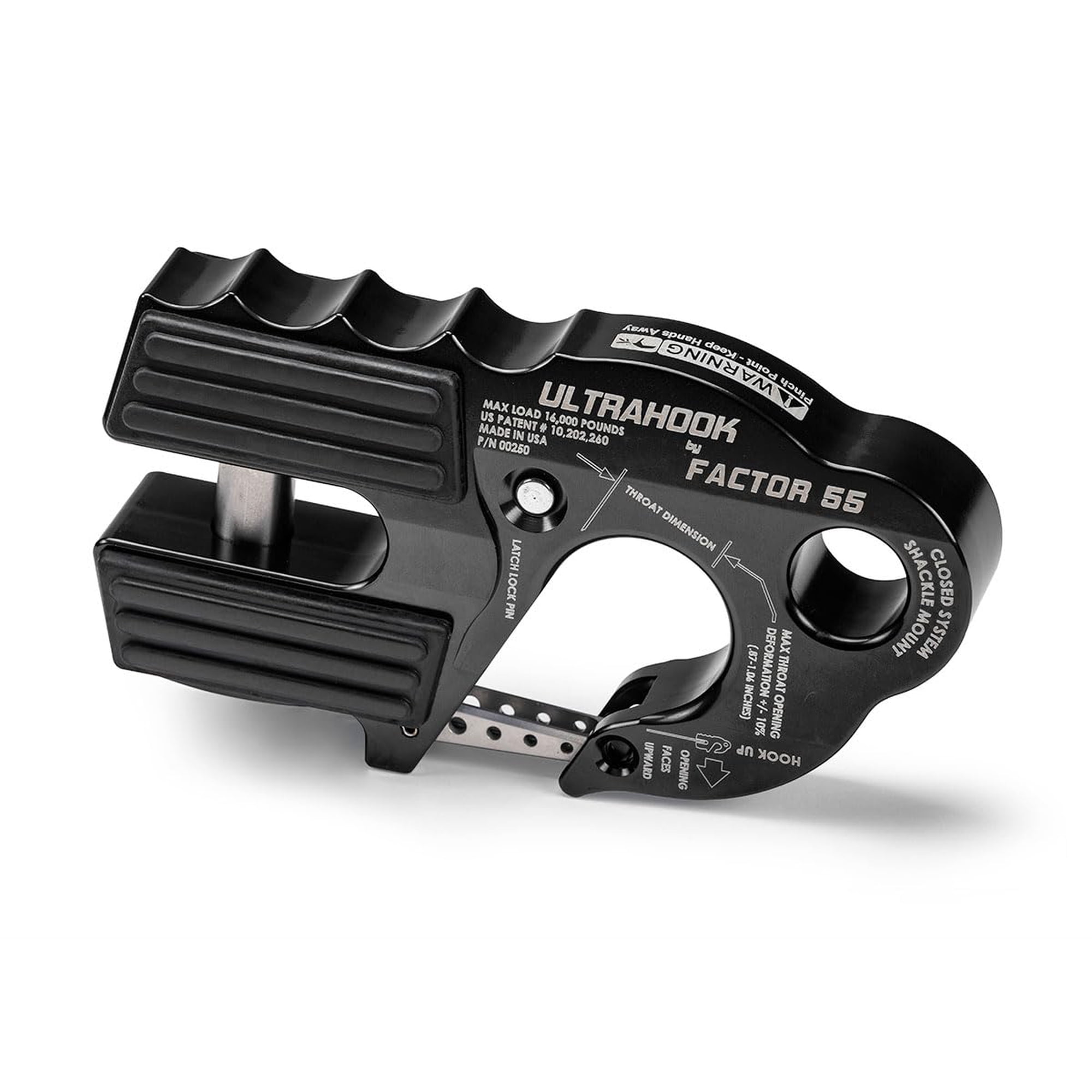 Grillete Winch Hook Factor 55 Ultrahook Con Sistema Cerrado, Negro
