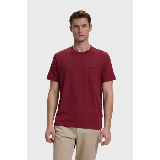 Polera Hombre Básica Con Bolsillo Burdeo