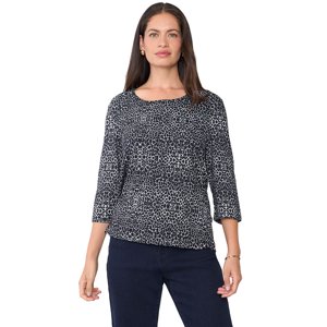 Polera Mujer Manga 3/4 Negro Focal Print Corona