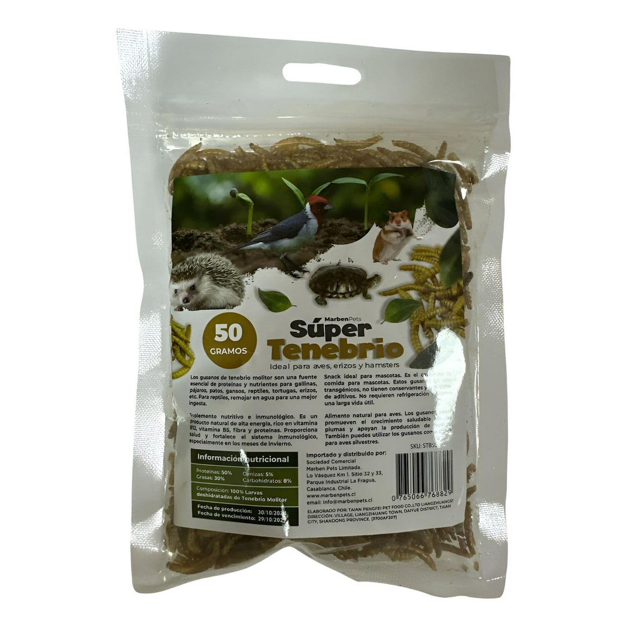 Súper Tenebrios Deshidratados Para Aves Erizos Hámsters 200g Marron