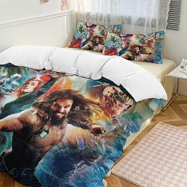 Aquaman Bedding Comforter Se, 3-Piece Bedding Set Soft Wa Bed Set for Bedroom All Season