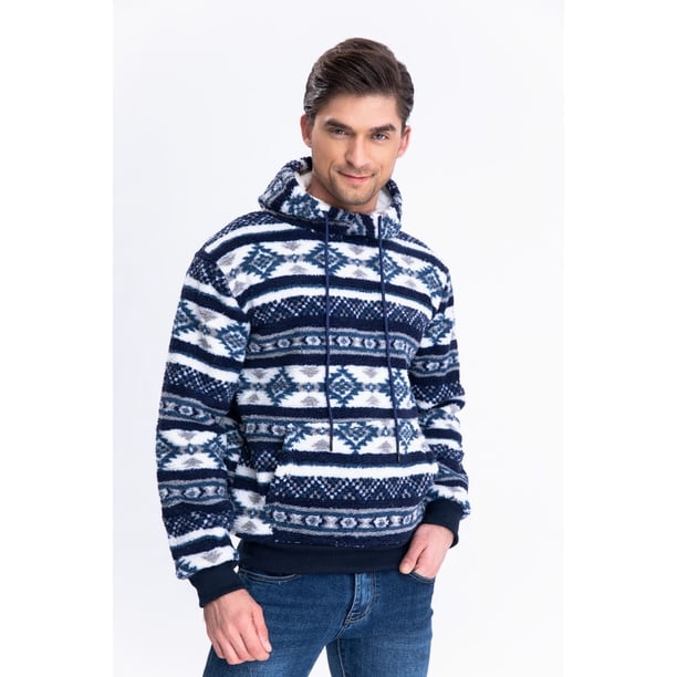 Polerón Canguro Hombre Forro Piel Étnico Otoño Invierno Capucha 7564