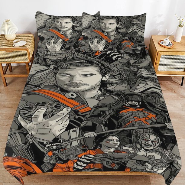 Guardians of The Galaxy Bedding Sets Ultra Soft Skin-Friendly Duvet Cover 3 Piece, Cute Comforter Cover Bed Set for Boys Girls Kids