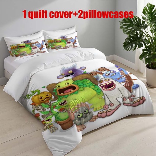 3pcs My Singing Monsters Music Game Themed Printed Bedding Set Duvet Cover and Pillowcases