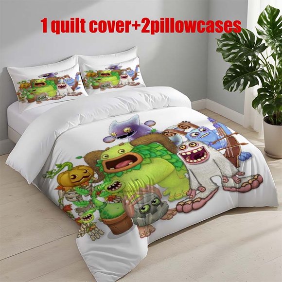 3pcs My Singing Monsters Music Game Themed Printed Bedding Set Duvet Cover and Pillowcases
