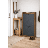 Space Home - Mueble Zapatero Organizador Velux 18 Pares Gris Y Marron