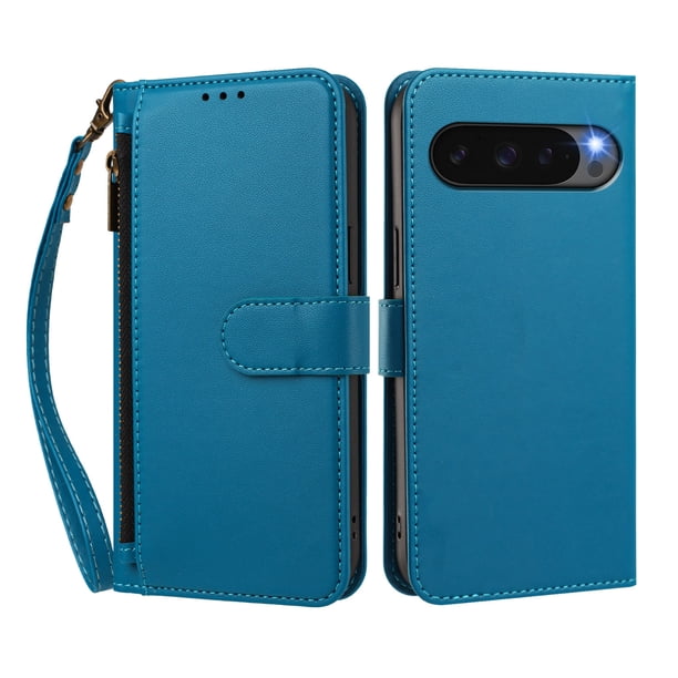 Funda Tipo Billetera para Google Pixel 10 Pro XL 5G con Soporte y Bolsillo con Cierre Azul