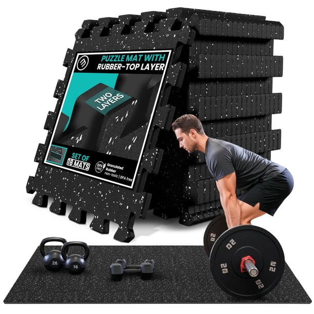 Juego de tapetes para gimnasio BeMaxx de 18 piezas, losetas de espuma EVA entrelazables