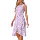 thumbnail image 4 of INSPIRE CHIC Vestido Midi Sin Mangas con Estampado Floral y Volante en el Bajo para Mujer Púrpura S, 4 of 5