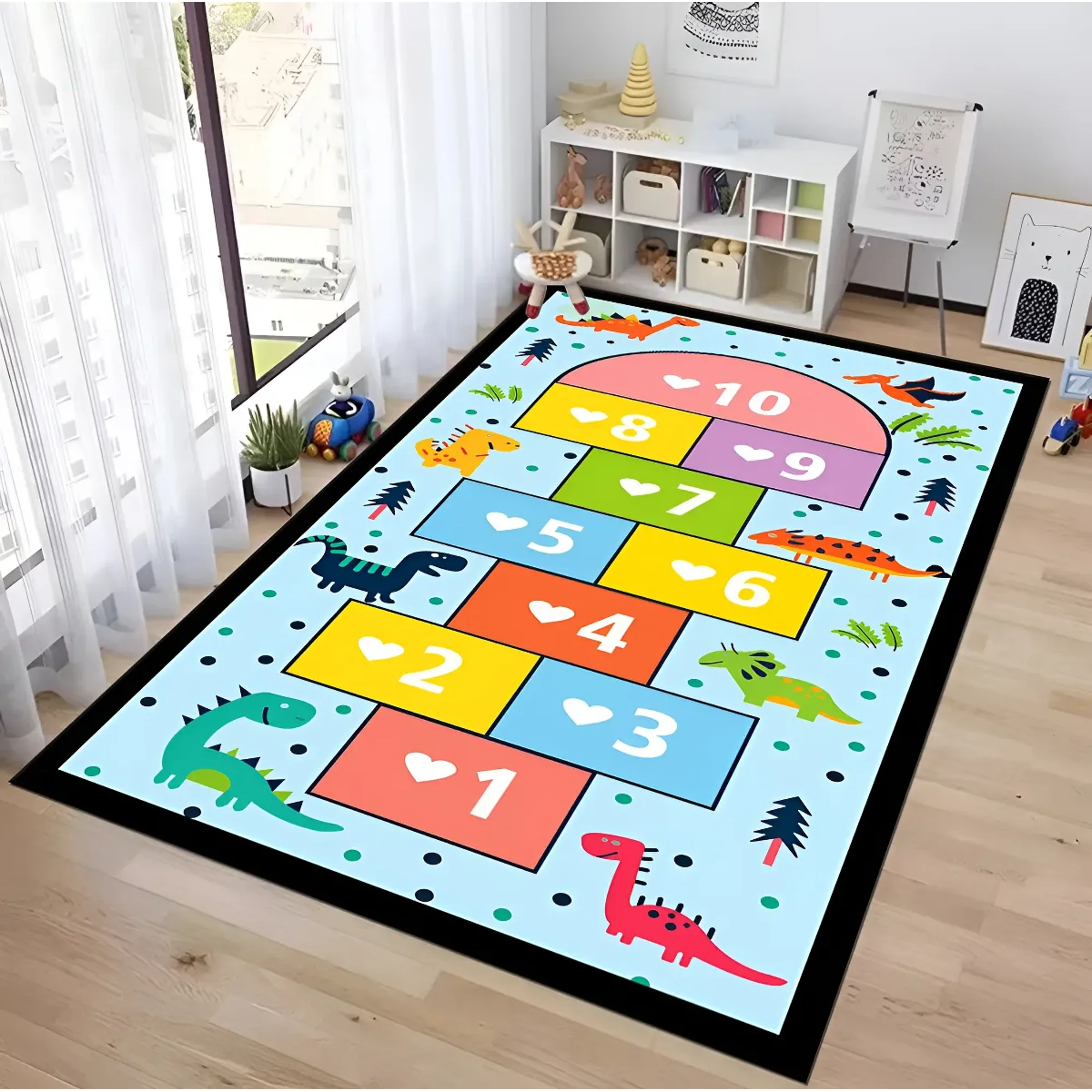 Casadeliacl - Alfombra Infantil Tiernos Diseños Decorativos 120x160cm Wym 1.2 M 1.6 M Dino Celeste