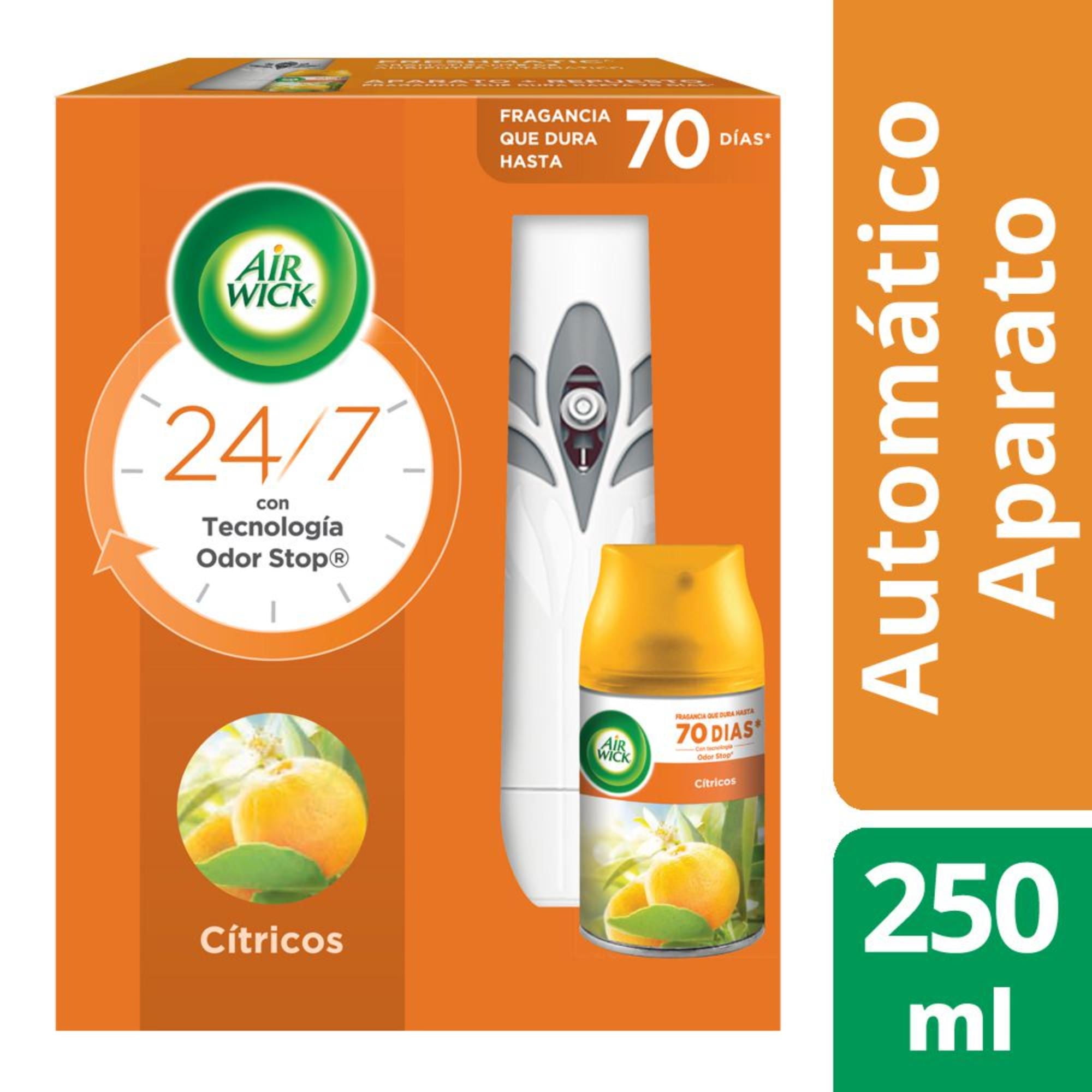 Air Wick - Desodorante Ambiental Automático Freshmatic Repuesto Cítricos Aerosol Caja Pack