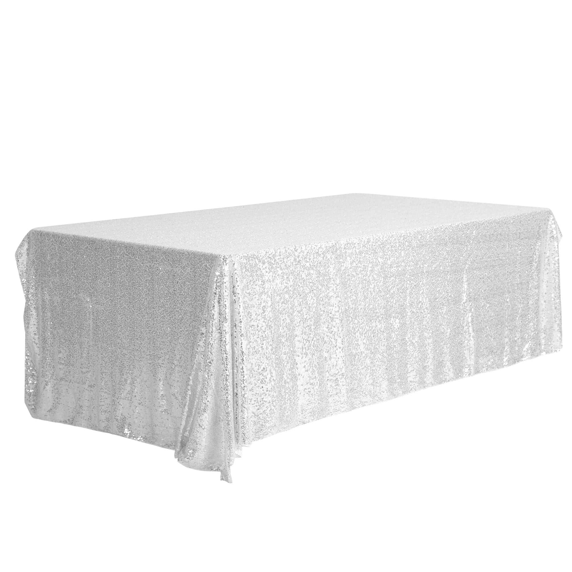 Regalwoven 1 Paquete De Manteles Cubiertas De Mesa De Lentejuelas Para Comedor Plata 47" X 83