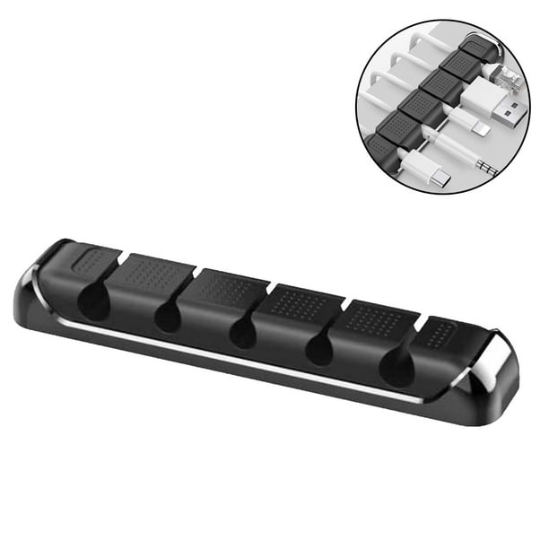 Organizador de cables con 5 ranuras para escritorio, sujetacables para cables USB, de alimentación y para el hogar, la oficina y el coche.