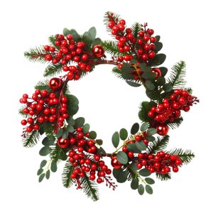 Bothyi - Corona Navideña De Frutos Rojos Corona Navideña Para Puerta Para Ventana Exterior E Interior