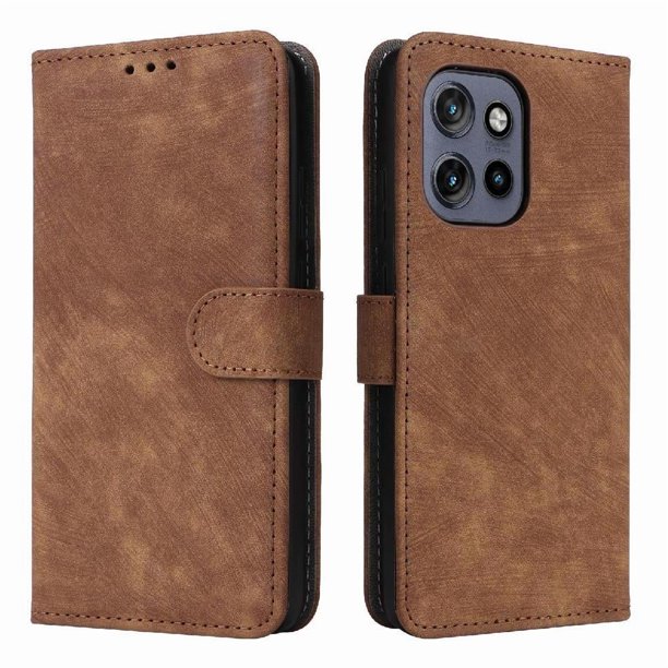 Funda Billetera para Motorola MOTO S50 5G con Soporte - Cartera de Cuero con Ranuras Marrón