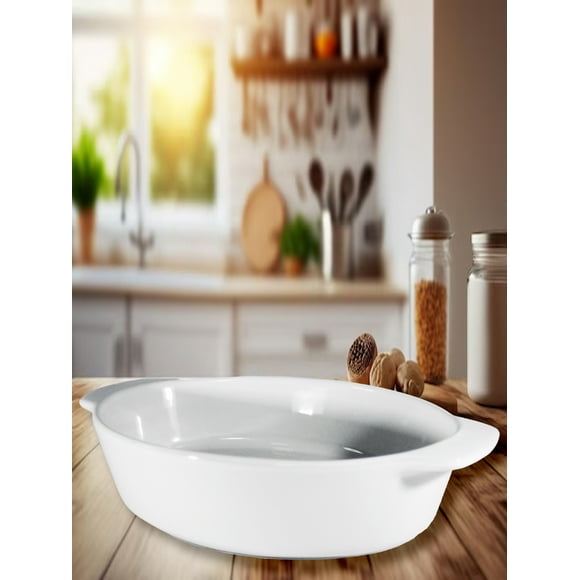 Fuente de Cerámica p/horno tipo Gres - OVAL 27x18 Blanco P1396