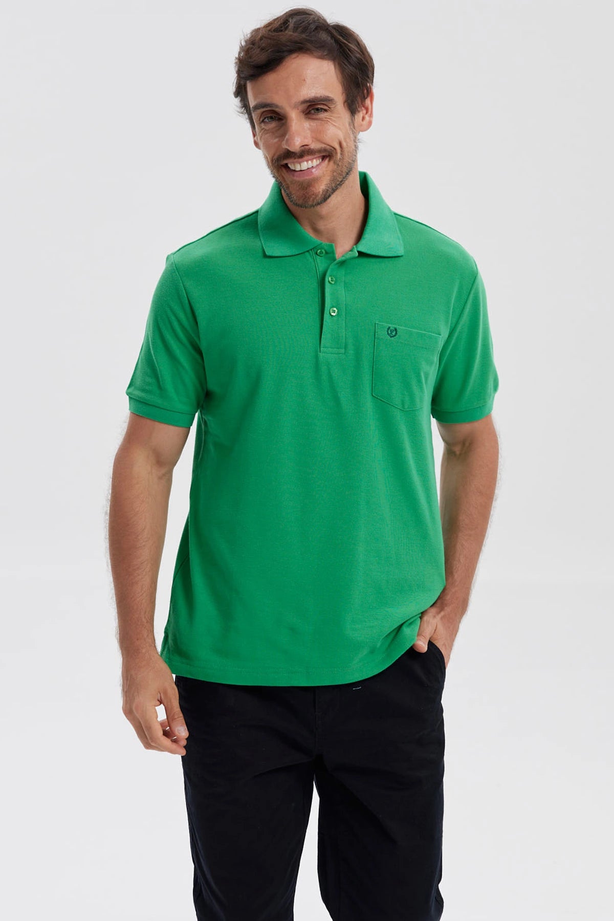 Fashionspark - Polera Hombre Piqué Básica Lisa Verde - Lv