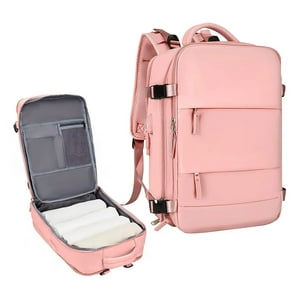 Genérica - Mochila De Viaje Avión Multifuncional Gran Capacidad 30 Lts Rosa, Separación Impermeable, Seca Y Húmeda Con Puerto De Carga Usb