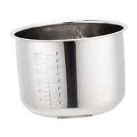 Magideal - Olla Arrocera, Contenedor Interior, Utensilio De Cocina Redondo De Acero Inoxidable, Práctica Olla Interior, Utensilios De Cocina Para Olla A Presión 6L