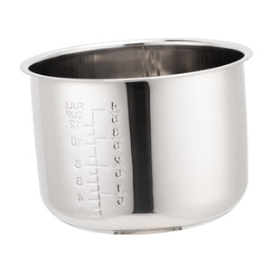 Magideal - Olla Arrocera, Contenedor Interior, Utensilio De Cocina Redondo De Acero Inoxidable, Práctica Olla Interior, Utensilios De Cocina Para Olla A Presión 6L