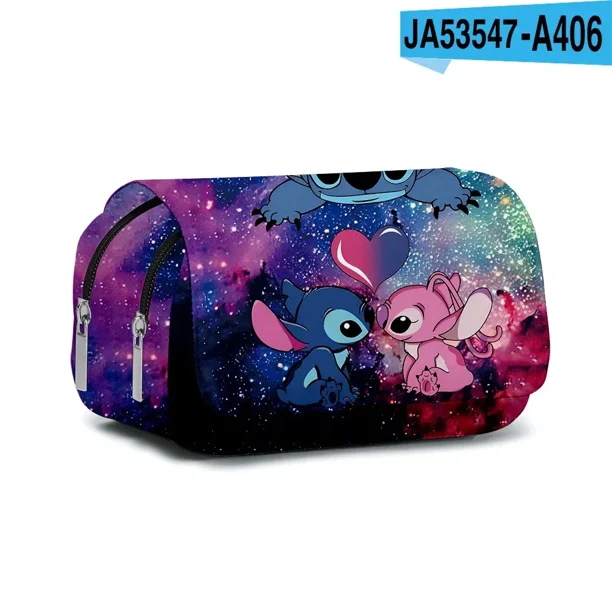 Stitch Fully Printed Flap Pen Bag Stationery Box Pencil Case Primary and Secondary School Student School Bag Cartoon