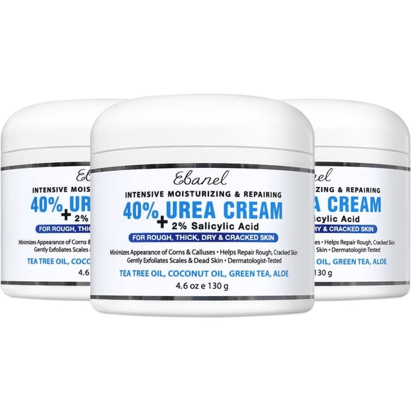 Crema para pies Ebanel Urea 40% con ácido salicílico 2%, paquete de 3