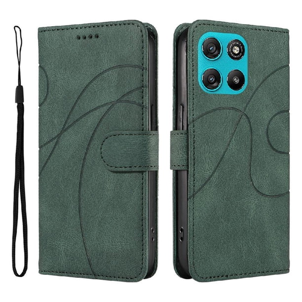 Funda tipo cartera con tapa para Motorola MOTO G67 Power 5G con tarjetero, soporte y cubierta magnética Verde