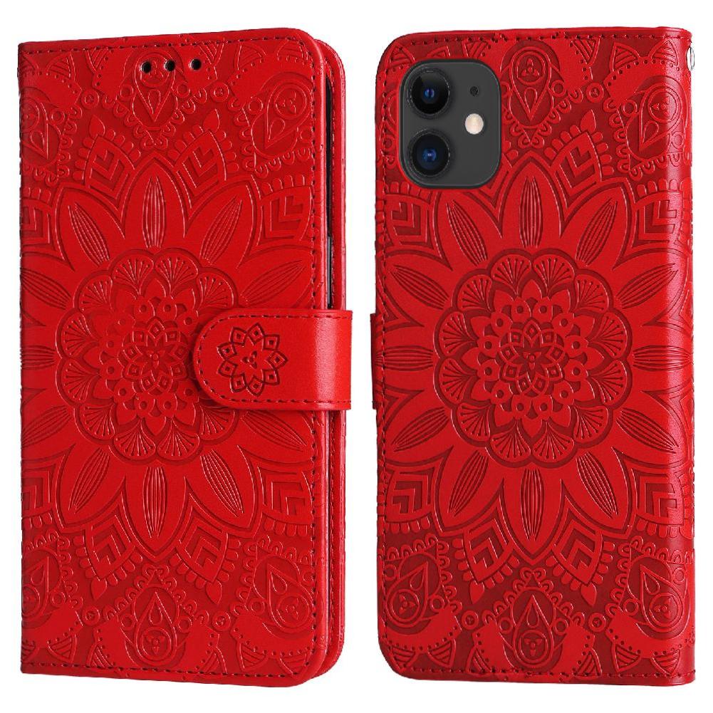 Funda Tipo Cartera Foxdock Para Iphone 11 Pro , Diseño Girasol En Relieve, Cuero Pu, Cierre Magnético, Soporte Y Tarjetero