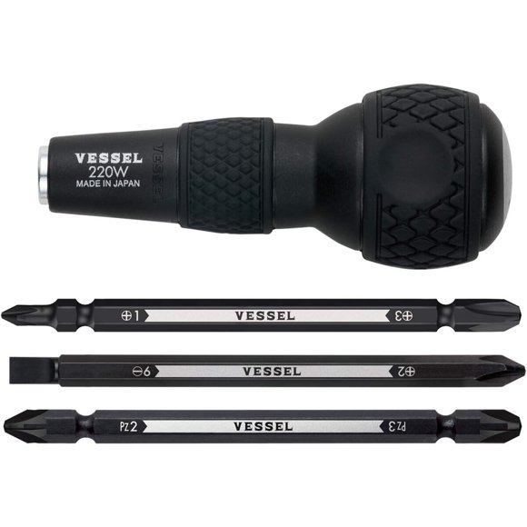 VESSEL Ball Grip 14 Hex. Bit Interchangeable Screwdriver B