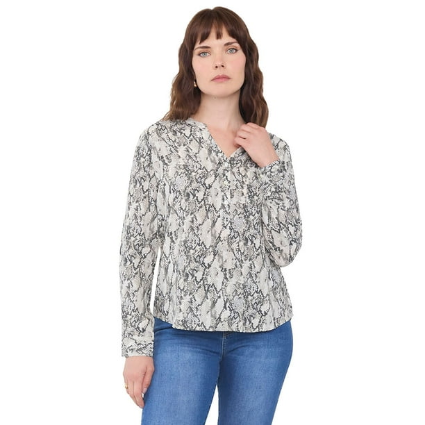 Blusa Mujer Cuello Mao V Print Piton Corona