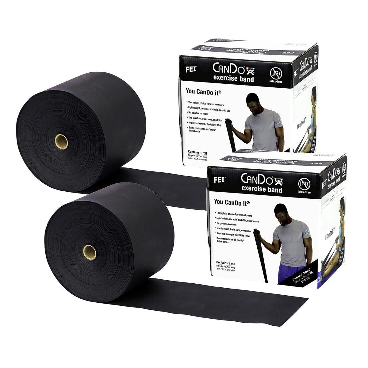 Banda De Ejercicio Cando Twin-pak, Sin Látex, Negra, 100 M