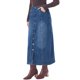 thumbnail image 4 of INSPIRE CHIC Falda de Mezclilla para Mujer de Largo Medio con Botones en Línea H Larga en Azul M, 4 of 6