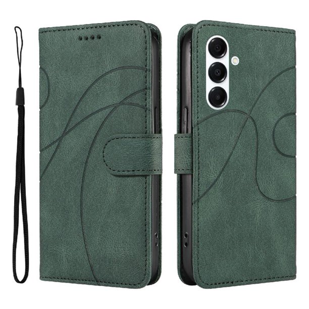 Funda tipo cartera con tapa para Samsung Galaxy A17 con tarjetero, soporte y cubierta magnética Verde