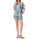 thumbnail image 2 of Conjuntos hawaianos para mujeres Regreso a clases 2 piezas Camisa con botones y pantalones cortos Florales Trajes casuales de playa para vacaciones tropicales 2026 S Azul, 2 of 6