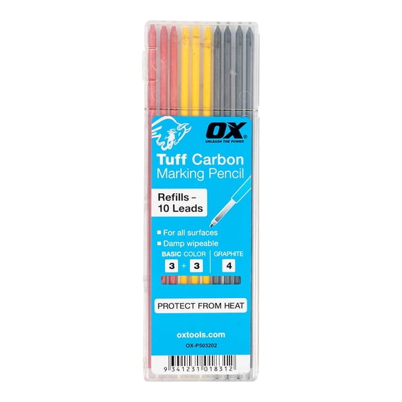 Recambios de Mina para Lápiz de Carbono OX Tuff Paquete de 10, 2.8 mm