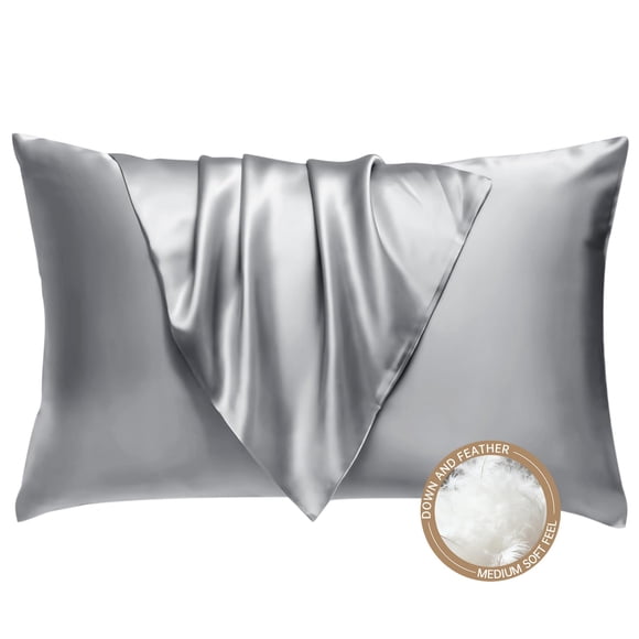 Almohada BHZ Queen con Plumas de Ganso Gris y Funda de Satén