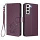 thumbnail image 1 of Funda Billetera con Relieve de Gato para Samsung Galaxy S22 5G, Morado Oscuro, 1 of 6