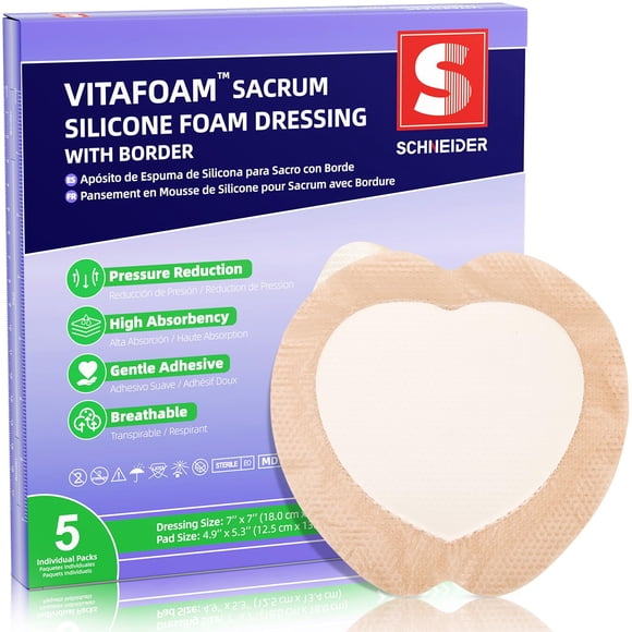 Aderezo de espuma VitaFoam Silicone Sacrum 7 x 7 cm con borde x5
