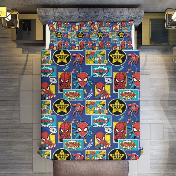 Spiderman Outside in The Box 3 Pieces Duvet Cover Set Full Size Super Soft Fade Resistant Microfiber