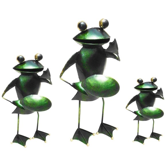 Juego de portavelas Iron Frog Garden Decor (grande, mediano, pequeño)