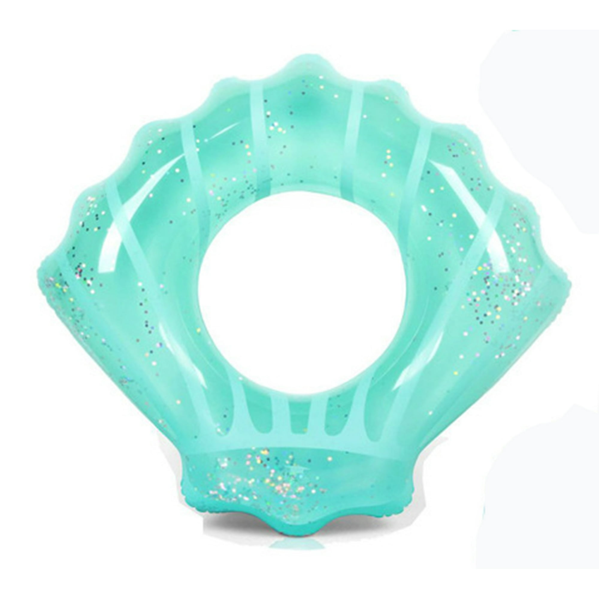 Veat00l - Anillo De Natación Inflable, Diseño De Concha Con Lentejuelas En El Interior, Adecuado Para Niños Y Adultos Anillo De Natación, Diámetro Interior 35cm, Verde