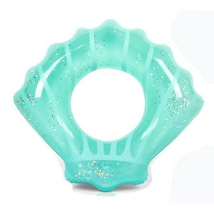 Veat00L - Anillo De Natación Inflable, Diseño De Concha Con Lentejuelas En El Interior, Adecuado Para Niños Y Adultos Anillo De Natación, Diámetro Interior 35Cm, Verde