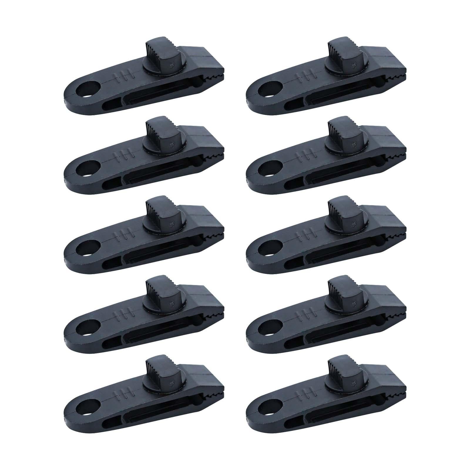 Ioensy - 10 Clips Para Lonas Resistentes Para Toldos De Barcos, Lonas, Sujetadores Portátiles, Abrazaderas Para Carpas, Color Negro
