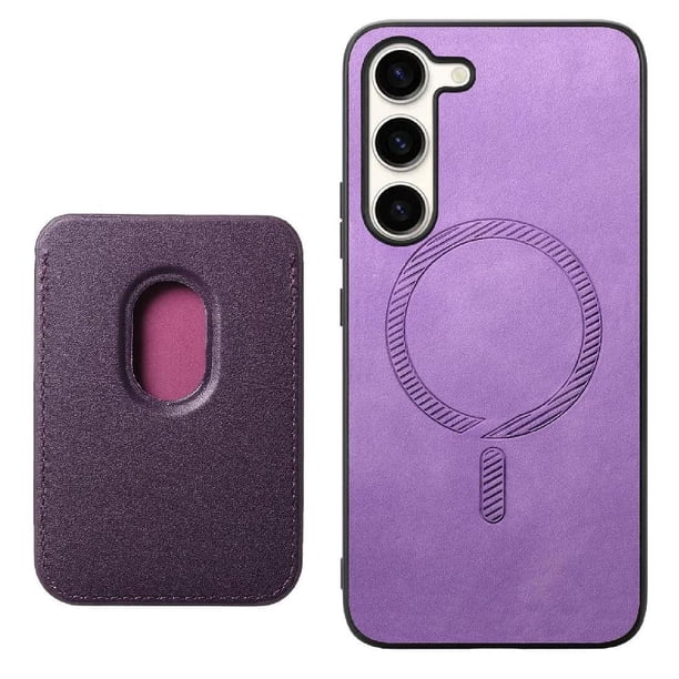 Funda de Cuero Magnética con Tarjetero para Samsung Galaxy S23 Cubierta Delgada Morado