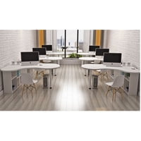 Velazio - Escritorio En L Columbia 120 Cm Con Repisas Bajo Llave Blanco