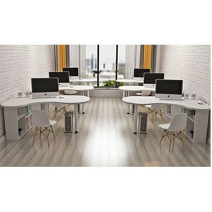 Velazio - Escritorio En L Columbia 120 Cm Con Repisas Bajo Llave Blanco