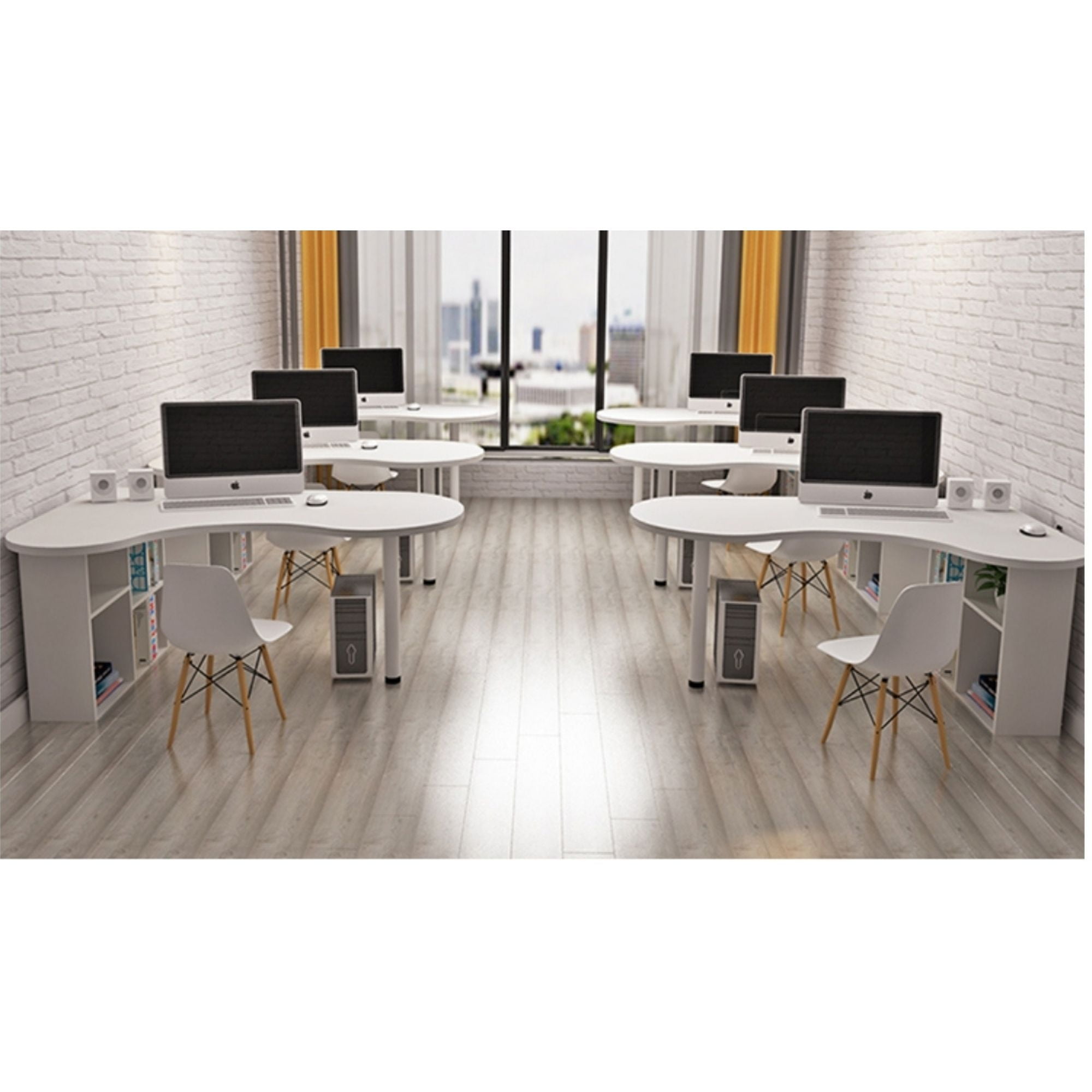 Velazio - Escritorio En L Columbia 120 Cm Con Repisas Bajo Llave Blanco